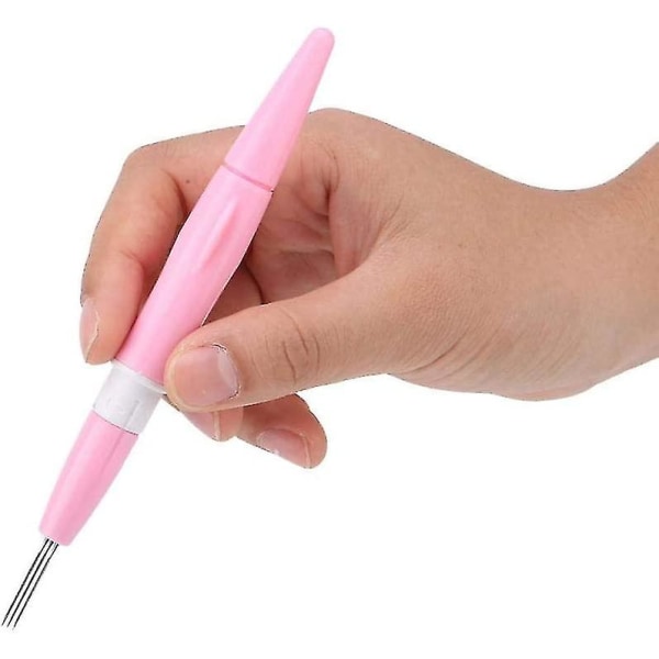 Yaju broderi nål tovepenn Ull broderiutstyr Broderipenn med 3 fine nåler Sett med verktøy for gjør-det-selv-håndverk (rosa) (1 stk)
