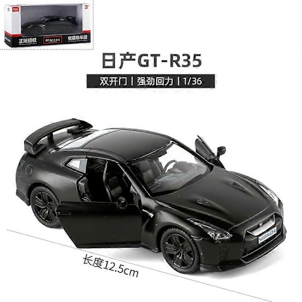 1:36 Mittakaavan Valmistettu Auton Malli, Virallinen Malli, Tumman Musta Sarja, Hieno Keräilyesine, Pieni Leikkiauto, 12,5 cm, Tasku Leikki Pojille 033M-Nissan GT