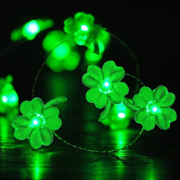 Led String Lights Batteridrevet - Fjernkontroll 10 Ft 40 LEDs - Lucky Clover Håndlagde String Lights For Soverom Party Feast Of Green Decoration