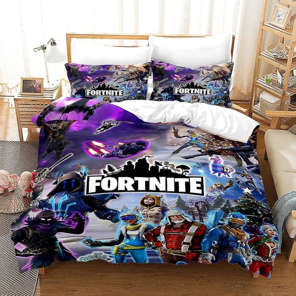 F27 3d Fortnite 2/3 kpl Set Cover Cover Tyynyliina Lasten Teinille Lahja-WELLNGS AU DOUBLE 180x210cm AU DOUBLE 180x210cm