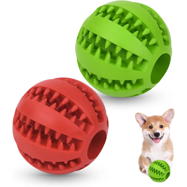flintronic 2 st Slitstark Naturgummi Foderboll för Tandrengöring Interaktiva Hundleksaker (5cm)