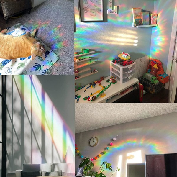 10 Rainbow Pieces 3D dekorativt självhäftande fönsterfönster