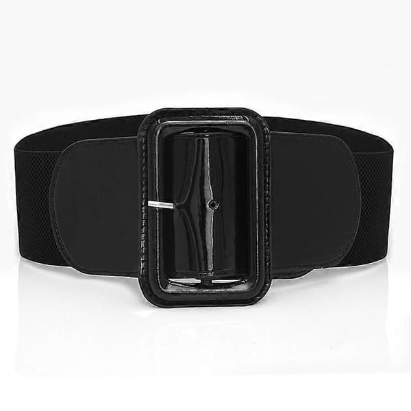 Kvinnors Breda Stretchbälte Elastiskt Spännbälte Retro Snyggt Elastiskt Midjebälte för Klänningar Black