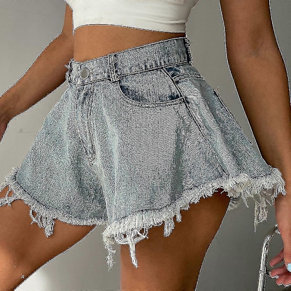 Denimshorts Rivna Hög Midja Lös Hög Kvalitet Tofsjeans 2XL