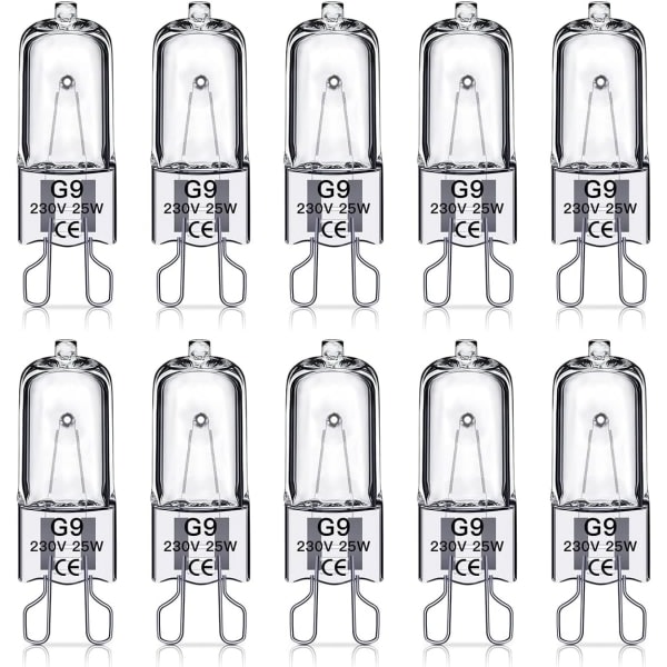 G9 halogenlamper, 230V, 10 stk. 25W