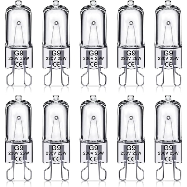 G9 halogenlamper, 230V, 10 stk. 25W