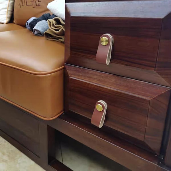 Hardware Lær Håndtak Robust Flerbruks Skaphåndtak For Soverom C2816 Coffee Brown