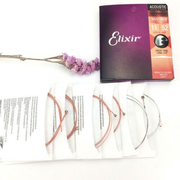 Elixir Acoustic Guitar Strings Nanoweb Phosphor Bronze Light 16027