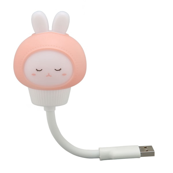 USB LED-lampa med röststyrning, 3 ljusstyrkenivåer, timer, ögonvänlig, bärbar, söt LED-nattlampa för sovrummet, kanin