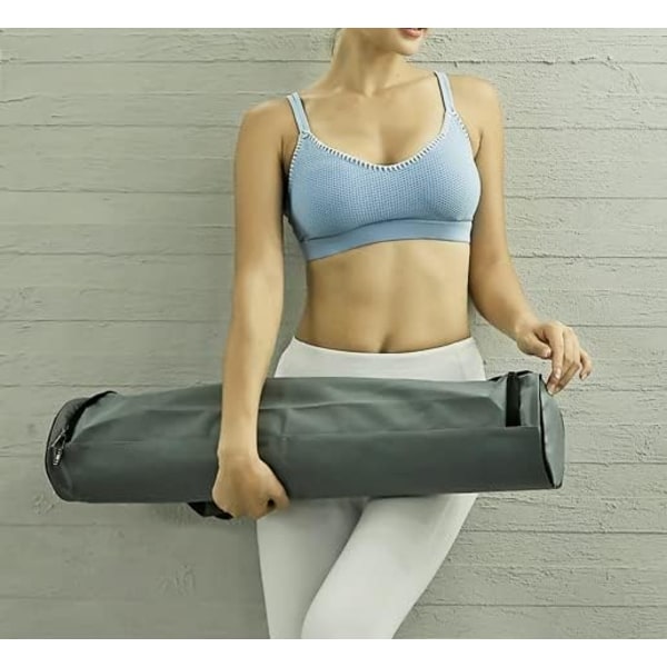 Bärbar yogamatta väska vattentät ryggsäck axelväska för yoga, fitness och träning, grå