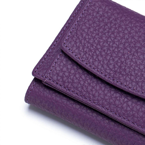 Naisten pieni lompakko PU-nahkaa kolmiosainen vetoketjullinen kolikkotasku korttikotelo kukkaro Purple