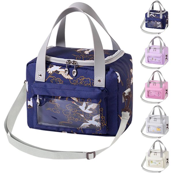 Isolerad lunchväska 11L Liten lunchväska Termos lunchväskor för vuxna Kylväska Bärbar dam picknickväska Navy blue
