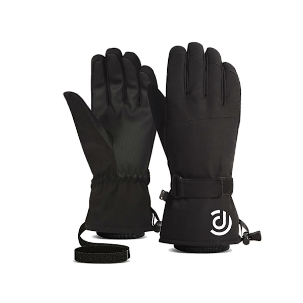 Vinterhandskar för skidåkning för män och kvinnor, vattentäta snöhandskar, unisex pekskärmsskidhandskar för kallt väder Black XL