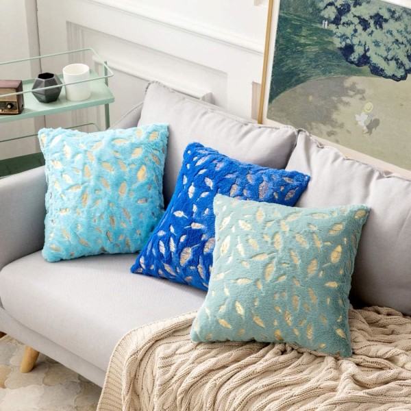 2-pack soffkuddeöverdrag (grön) 43x43 gyllene kvadratiska örngott