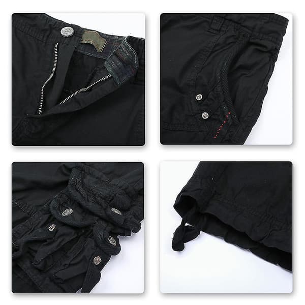 Mystdiy Herre Udendørs Casual Cargo Shorts Black 38