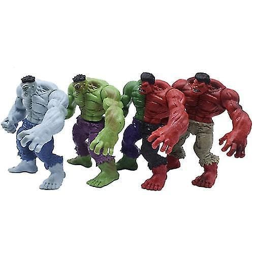 4 stk The Incredible Avenger Hulk Grønne Røde Actionfigurleker