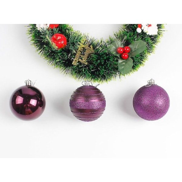 Julepyntkule Juleristpynt Juleristanheng Julegavepynt 12 stk PURPLE 8CM