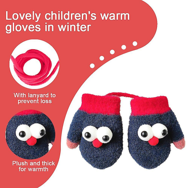 Småbørnsvanter til børn med snor Vinter Varm Stretch Fuldfinger