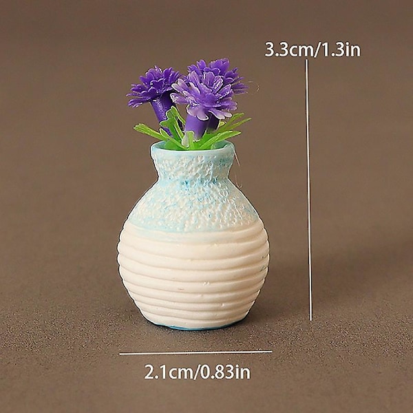 3 stk. 1/12 skala dukkehussimuleringsblomst med vase dukkehus mini hjem dekorationer