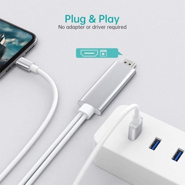 Lightning HDMI -kaapeliadapteri, iPhone iPad televisioon, 1080p