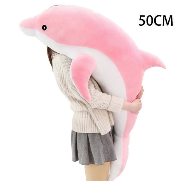 Dolphin Plyschdjur Kudde Super Mjuk Delfin Havs Djur Plyschleksaker Dockor Sov Kudde för Pojkar Flickor Presenter Snabb Pink 50CM