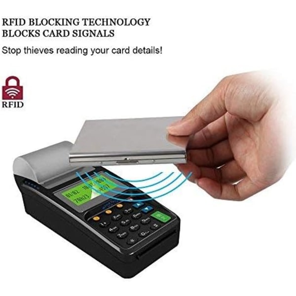 Kortholder, ultratynde metalpunge i rustfrit stål RFID-blokerende kreditkortpungholder til mænd og kvinder, Bedste kortbeskytter med 6 PVC-pladser