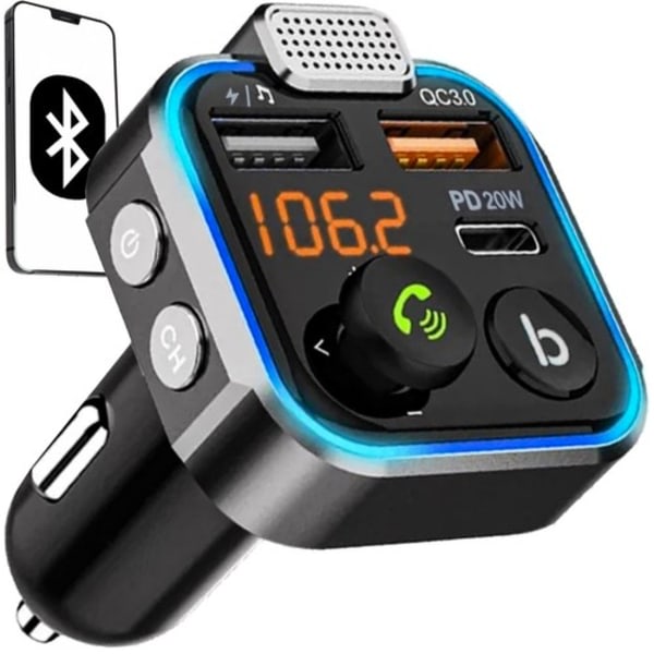 Bluetooth FM-lähetin ja laturi - Autoon