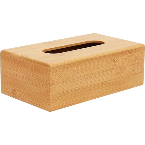 Rektangulär servettbehållare i bambu | Servetthållare | Servettdispenser | Servettlock | Servetter ingår ej | H8,5 x B25 x D14 cm |