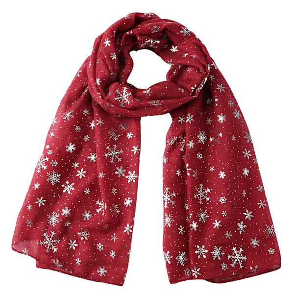 Damernas Broderad Chiffon Sjal Wrap Sjal Lättvikts Sjal Mode Sommar Höst Sjal, Burgunder
