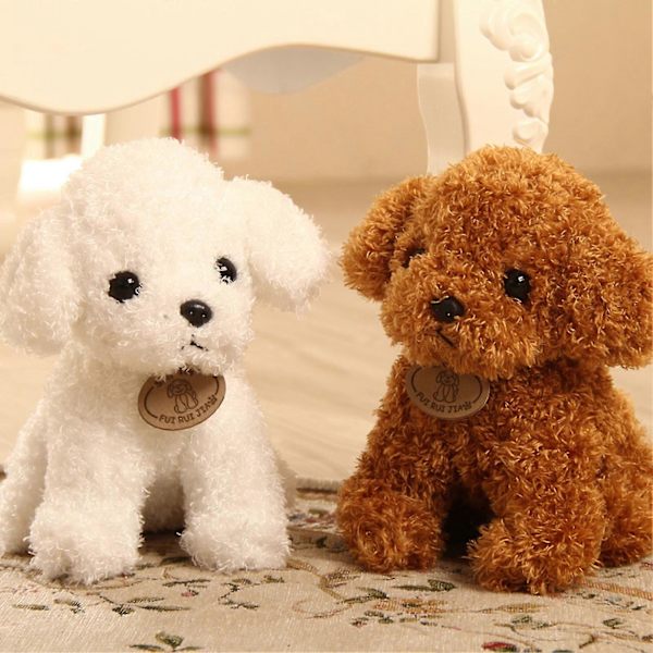 Tegneserie Søt Puddel Hund Valp Plussj Stoppet Dukke Koselig Leke Hjem Ornament Gave Beige