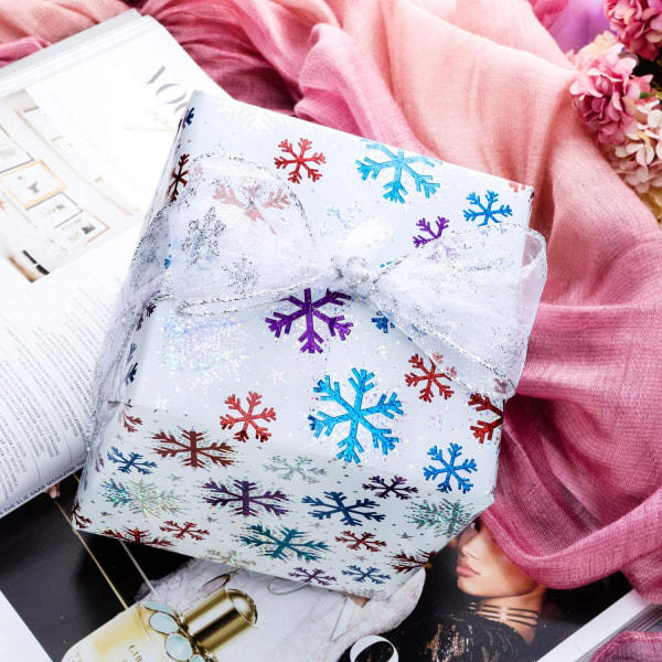 2-pakkia 6,3 cm 11 jaardin organzasta nauhaa Lumikiteellä Langallinen Läpinäkyvä Glitter