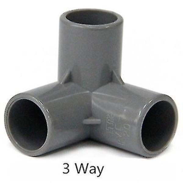 PVC Rør Samlingsstykker 3 4 5 6 Vejs Slangesplitter 20-50mm Havevanding Vandrør Fittings Koblingsadapter DIY Hylde Samling 50mm 3 Way1