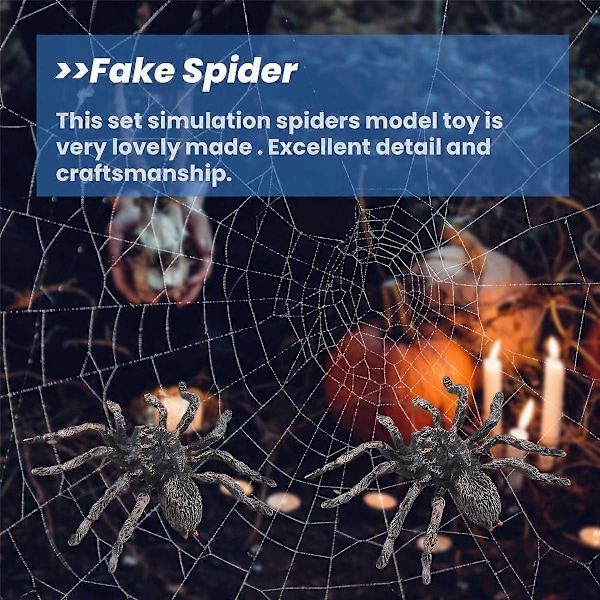 2 kpl 9,5 cm suuria realistisen näköisiä keinotekoisia hämähäkkieläinten malleja Halloween-pelottava rekvisiitta