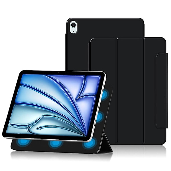 Stativfodral för iPad Air 13 (2024) (M2) - Stötsäkert Magnetiskt PU-Läder Flip-Fodral - Svart Multicolor Black