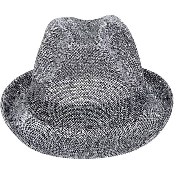 Sequins Hollow Out Fedora Solhat til Kvinder Mænd Foldbar & Pakbar Trilby Panama Sommer Strandhatte