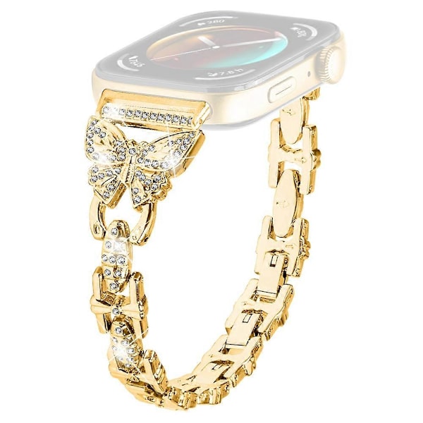 Rem til Huawei Watch Fit 3 med Rhinestone Dekoration Butterfly Design i Rustfrit Stål Multicolor Style B