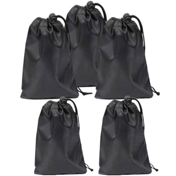 Storage bags with drawstring 5-pack 33×40 cm Black