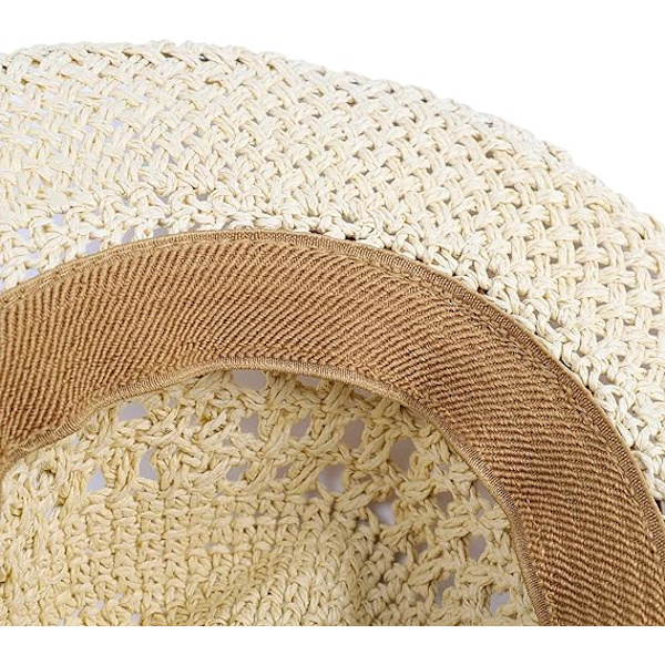 Hopfällbar Cowboyhatt Formbar Bred Brätte Solskydd Halmhattar Vuxna Vår Sommar Anti UV Solhatt Resa Strandmössa