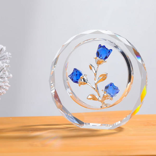 Kristallros blomma blomma figurin gåvor till henne glasros bukett samlarobjekt pappersvikt romantisk gåva till fru Alla hjärtans dag årsdag prydnader