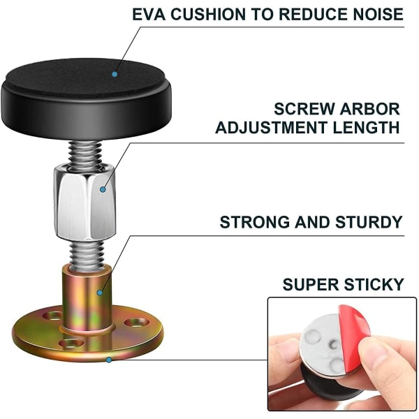 Säädettävä kierteinen sängynrunko-anti-tärinätyökalu, päätylevyn pysäytys, sängyn vieressä oleva anti-tärinätyökalu sängyille kaapeille sohville, 4 kpl (47-64 mm) Betterlifefg