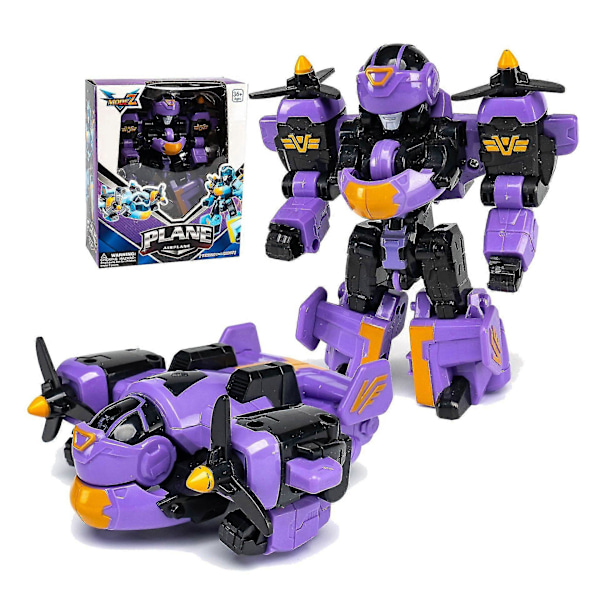 Transformerbil Robot Mecha Super Change God of War Tank Flygplan Modell Cartoon Leksaker Pussel Barn Pojkar Fighter Purple