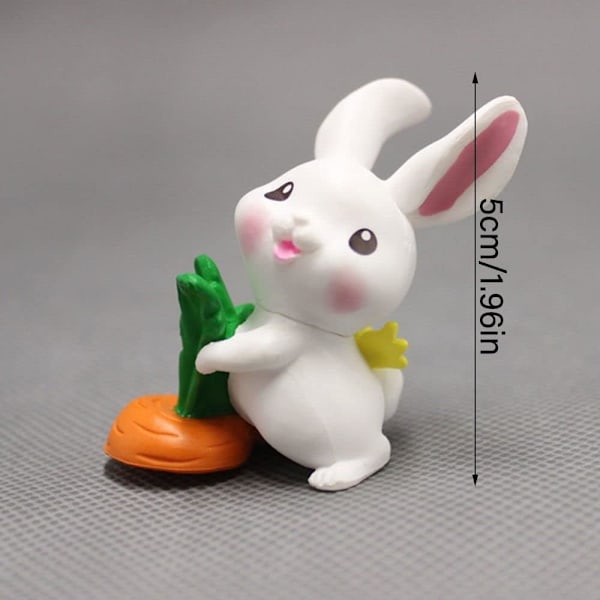 6 stk. Miniatyr Kanin Figur, Harpiks Kanin Statue Eventyrhage Mini Hare