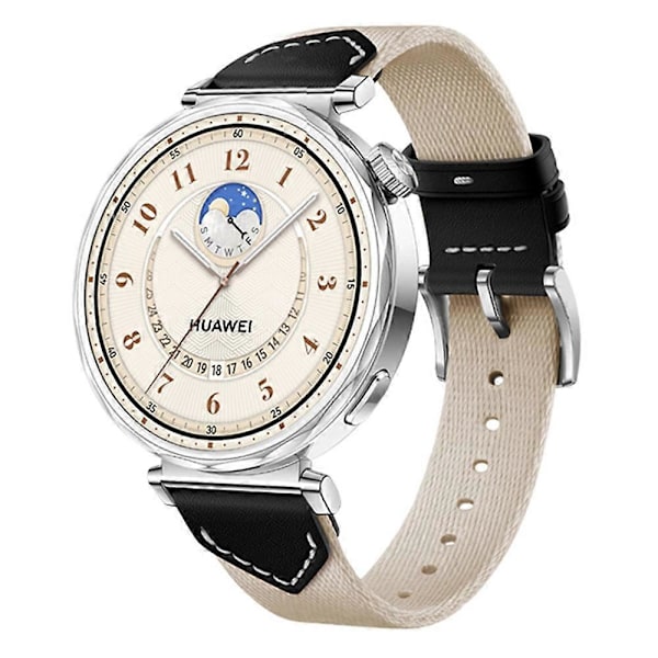18MM Læder Nylon Rem Til Huawei Watch GT 5 Pro 42m GT 5 41mm GT 4 41mm GT 3 42mm Kvinder Komposit Multicolor Black