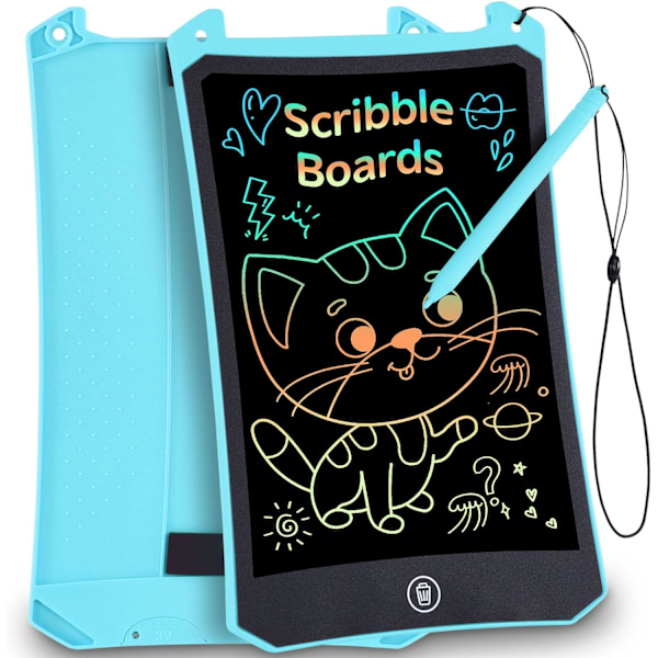 LCD-skrivetavle - Fargerik skjerm Doodle Scribbler Pad Tegnetavle Læring Pedagogiske leker - Gave til barn 3-6 7 8 9 år gammel jente gutt Blue