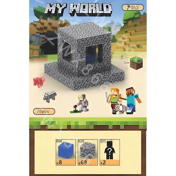 Minecraft-minihahmo Pelikartta DIY Magneettilelut Minecraft Dungeons Sarjakuvamaailma Mallintaja Luovat lelut Lapsille Lahjat T053-76PCS