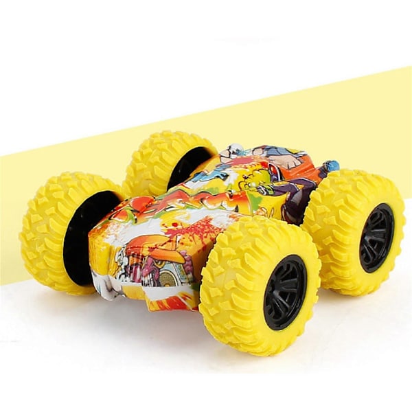 Leksaker för pojkar - Dubbelsidig Stunt Graffiti Bil Off Road Modellbil Fordon Barnleksak Present Yellow