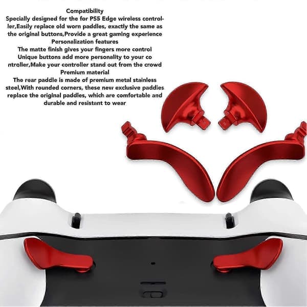 4 stk. Game Controller Bagpaddles Professionel Udskiftning Metal Bagknapper Til Ps5 Edge Controller Rød