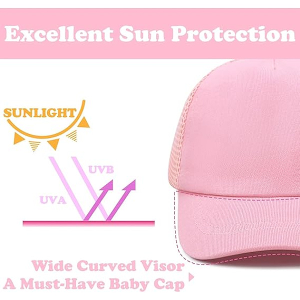 Baby Toddler Baseball Cap Justerbar Solhatt Dinosaurie Solid Färg Hatt Barn Pojkar Flickor Lämplig för 2-5 År Gamla Pink