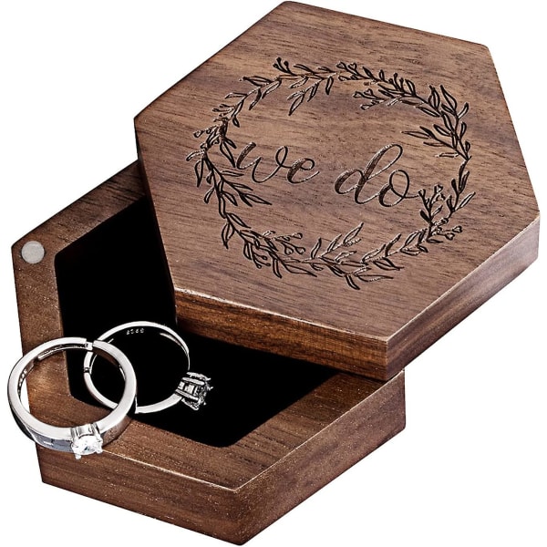 Ringbærerboks Ringbærerputer Ringboks av tre for bryllupsseremoni Seremonidekor (ringboks 1)