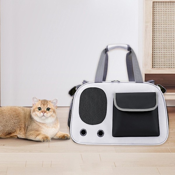 Resväska för husdjur, kattbur med rullgardinsdesign, justerbar rem, bärväska för hemmabruk och utomhusbruk, presenter Black As shown
